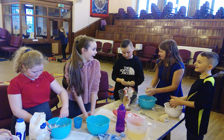 Children Making Playdough
